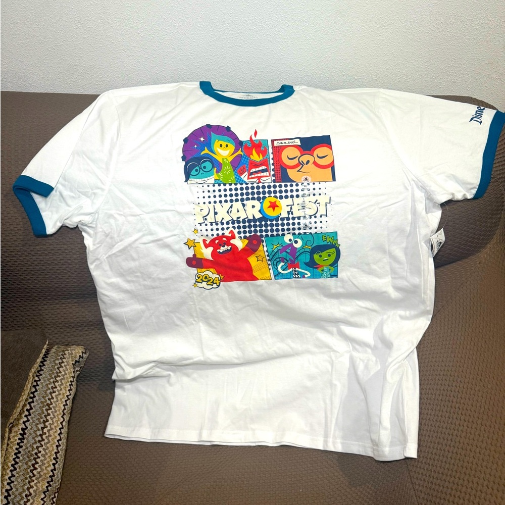 Disney Parks Pixar Fest Ball 2024 T Shirt Top Blue White Disneyland Resort XL